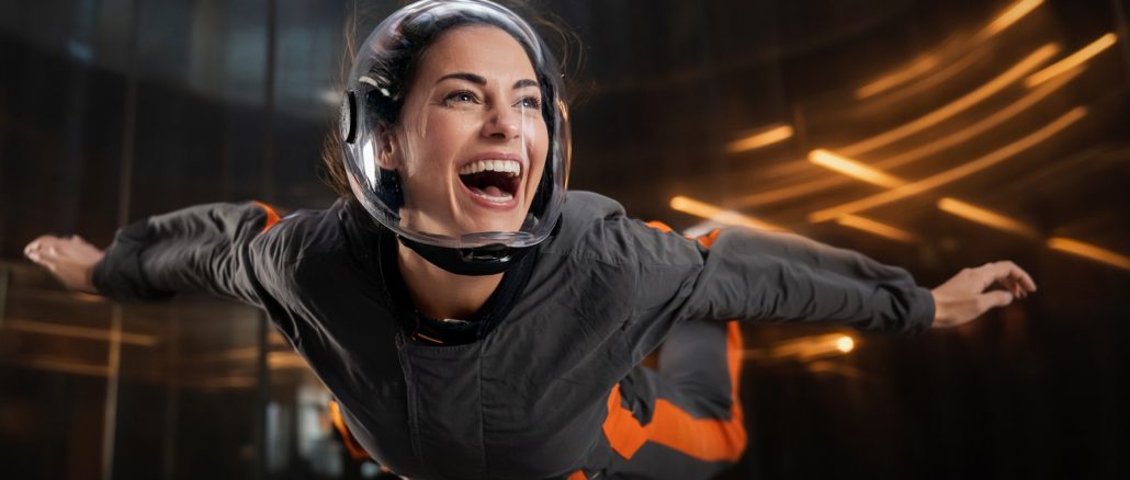 Indoor Skydiving — Illustrative Image Flying Girl