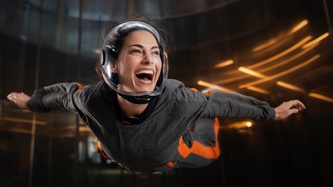 Indoor Skydiving — Illustrative Image Flying Girl